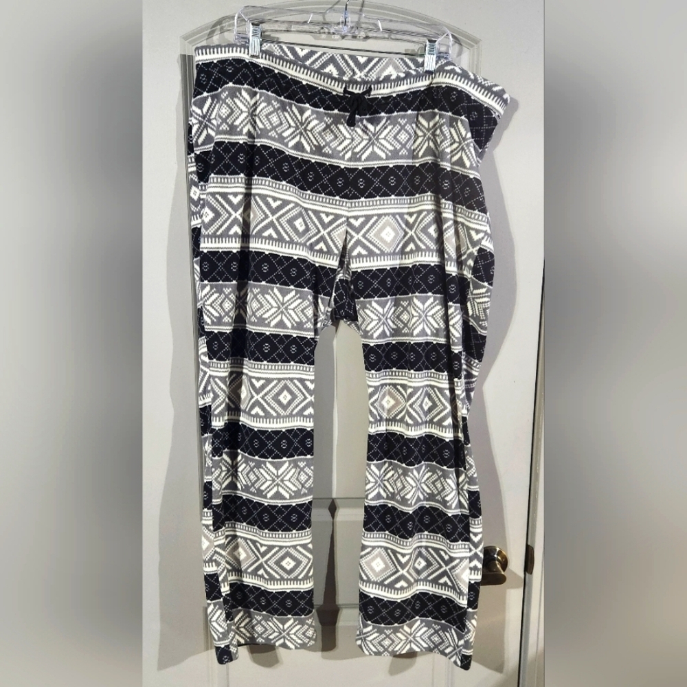 Old Navy Black/Gray Fleece Pajama Pant-Size XXL